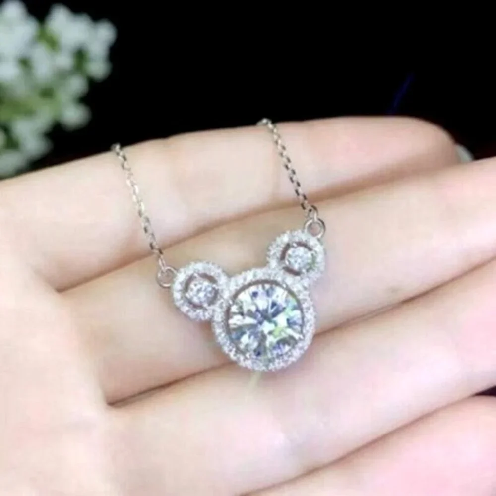 New 925 Silver CZ Mickey Necklace